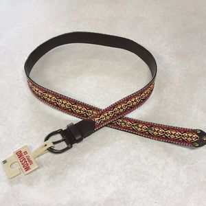 Mossimo multi colored embroidered belt Dk brown